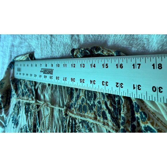 Lucky Brand Womens Boho Tunic Peasant Top XL Blue Floral 3/4 Sleeve Lightweight - Picture 5 of 10